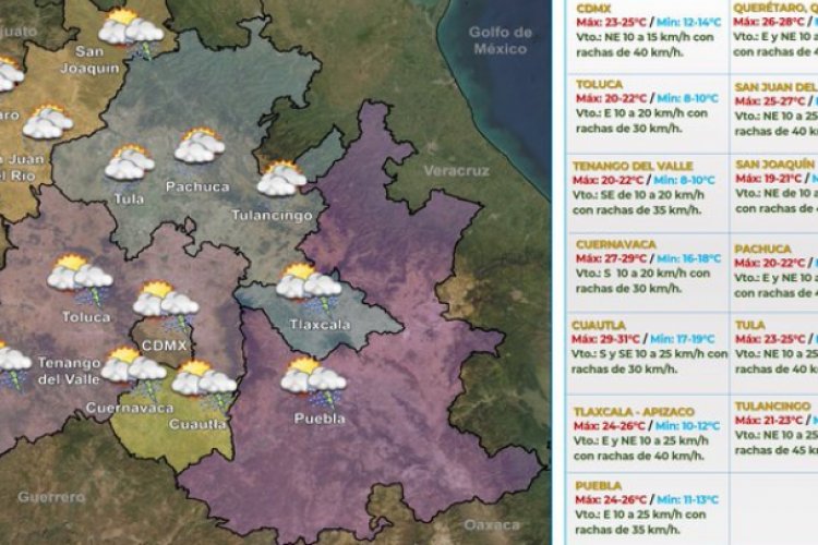 Prevén lluvias fuertes este miércoles en el Valle de México