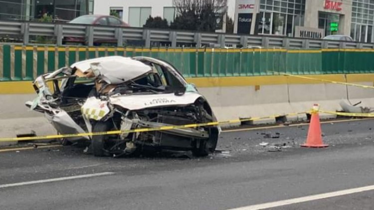 Pasajera de taxi muere en aparatoso choque en la Marquesa-Toluca