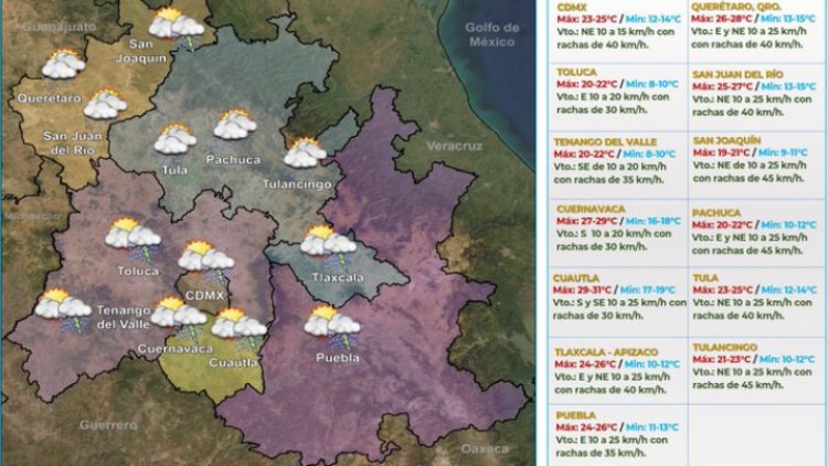 Prevén lluvias fuertes este miércoles en el Valle de México