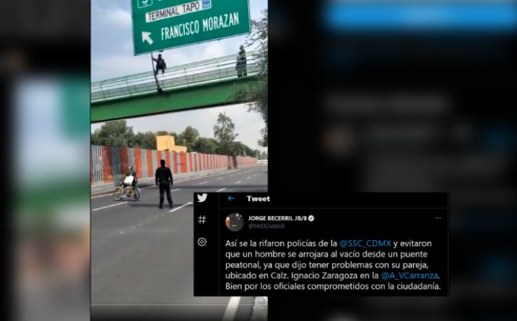 Por desamor, joven intenta arrojarse de puente en Calz. Ignacio Zaragoza