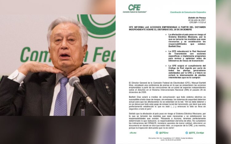 C.F.E reconoce culpabilidad en apagón masivo de diciembre