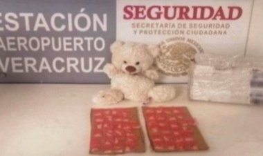 Esconden 50 dosis de cristal dentro de oso de peluche en Veracruz