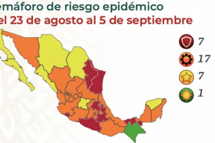 Semáforo Covid-19: Hay 7 estados en rojo y solo uno en verde