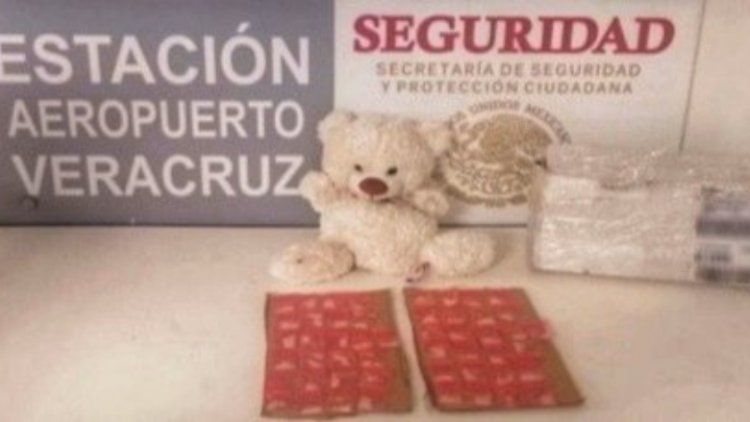 Esconden 50 dosis de cristal dentro de oso de peluche en Veracruz