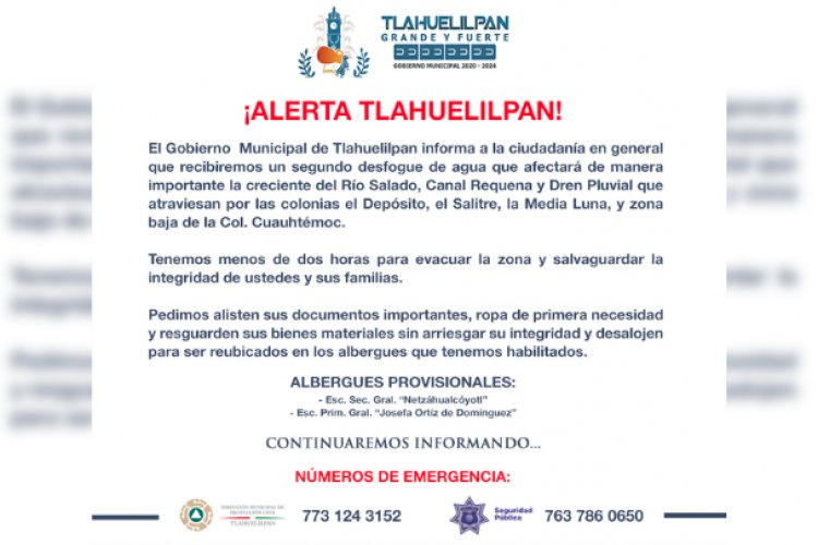 Desbordamiento de presa genera alerta en Tula e Ixmiquilpan