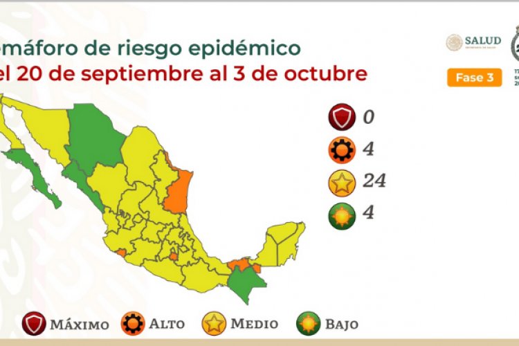 Se pinta de amarillo México en semáforo COVID-19