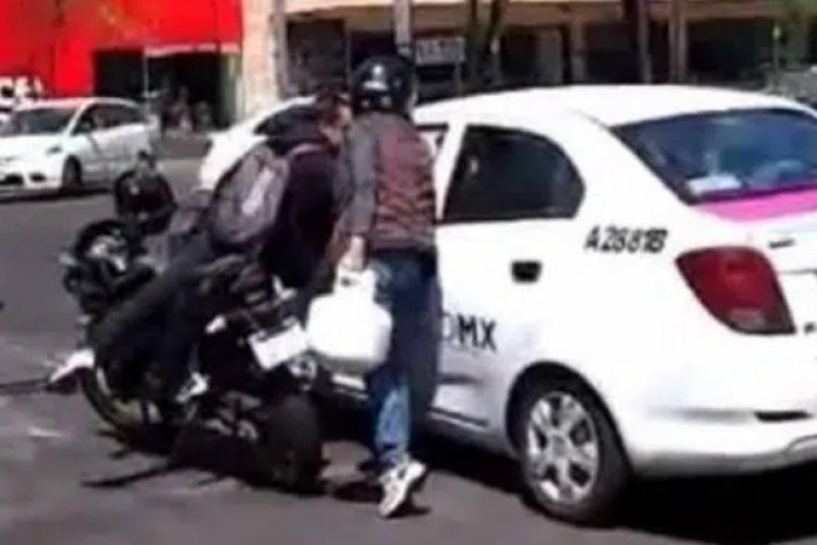 ´Lady gas´ enfurece y arroja tanque contra taxi