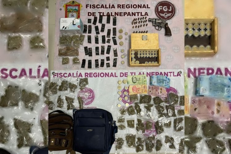 Hallan droga y un revólver en Tlalnepantla