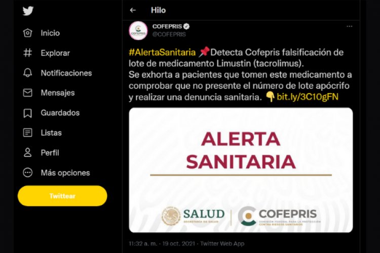 Alerta Cofepris por medicamento recetado