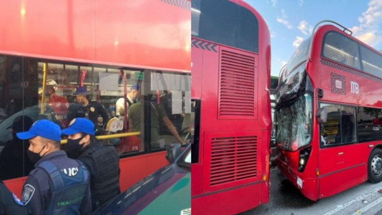 Chocan unidades de metrobús en Reforma