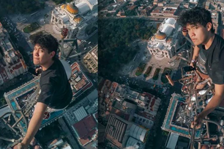 Youtuber llega a la punta de la Torre Latinoamericana