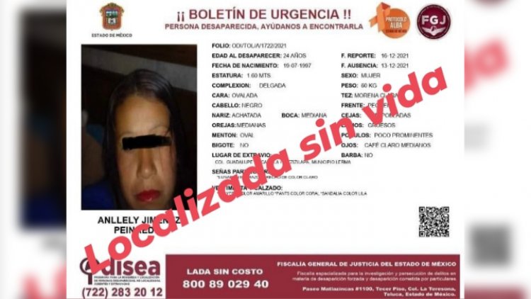 Hallan muerta a ama de casa desaparecida en Lerma