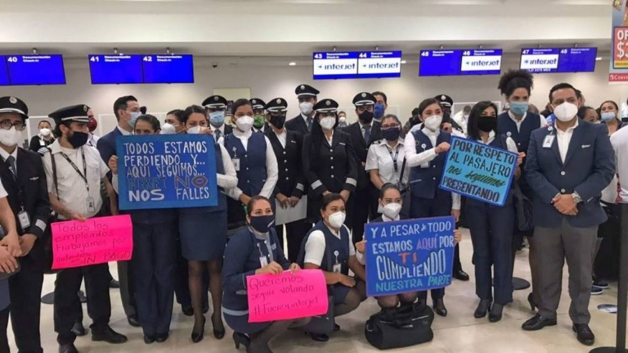 A huelga trabajadores de Interjet; exigen aguinaldo y salarios atrasados