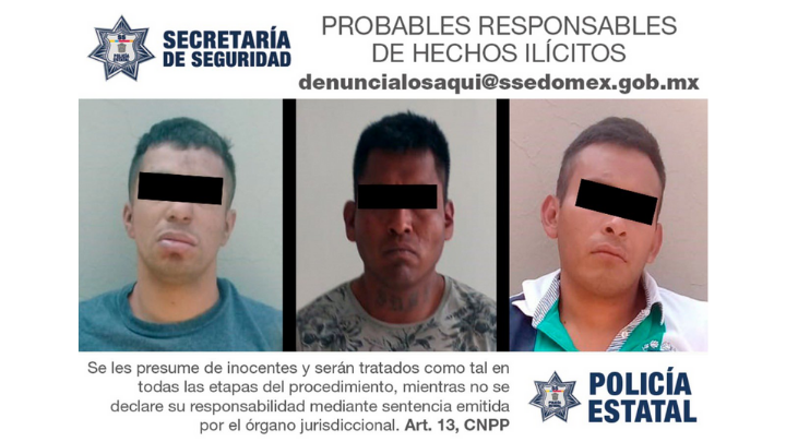 Caen tres implicados en robo de vehículo en Ixtapaluca