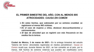 No cesa violencia en México; en 2021 se registraron 963 víctimas de atrocidades