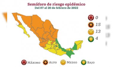 Semáforo COVID-19: 15 estados en naranja y 4 en verde