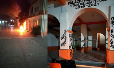 Vandalizan Palacio Municipal de Santiago Laollaga, Oaxaca