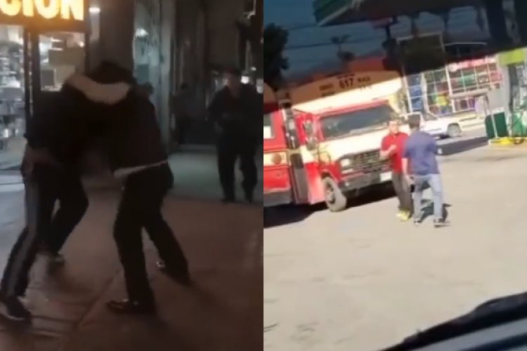 Así se enfrentaron dos taxistas en Tijuana