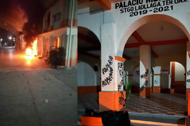 Vandalizan Palacio Municipal de Santiago Laollaga, Oaxaca