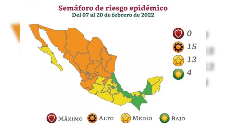 Semáforo COVID-19: 15 estados en naranja y 4 en verde