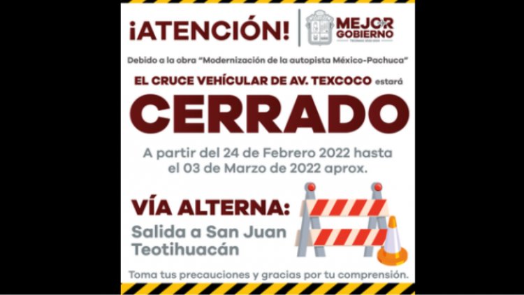 Cierran cruce vehicular en Av. Texcoco