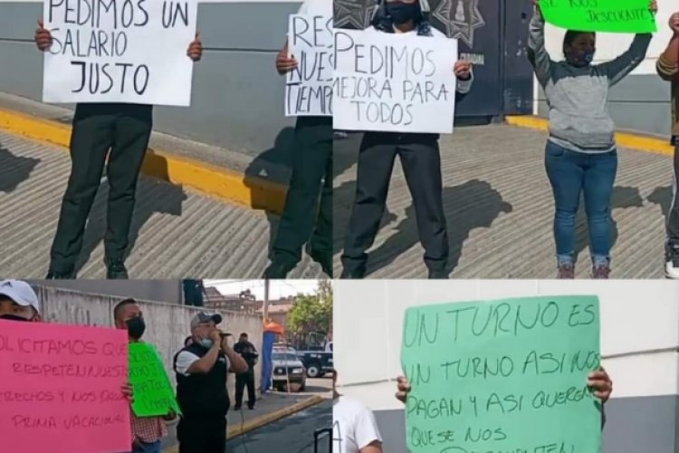 Policías de Ixtapaluca protestan por bajos salarios