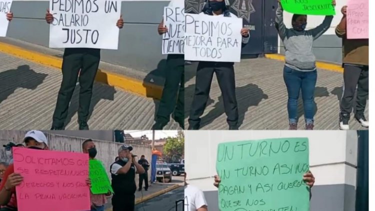 Policías de Ixtapaluca protestan por bajos salarios