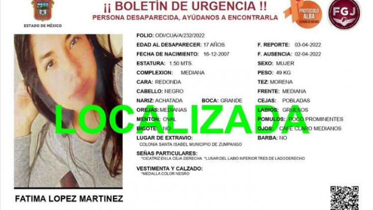 Localizan en CDMX a joven desaparecida en Zumpango