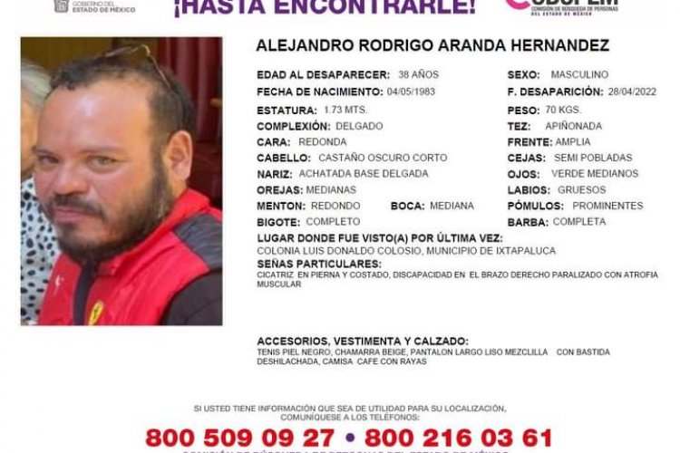Alejandro desapareció en Ixtapaluca, piden ayuda a la ciudadanía para encontrarlo