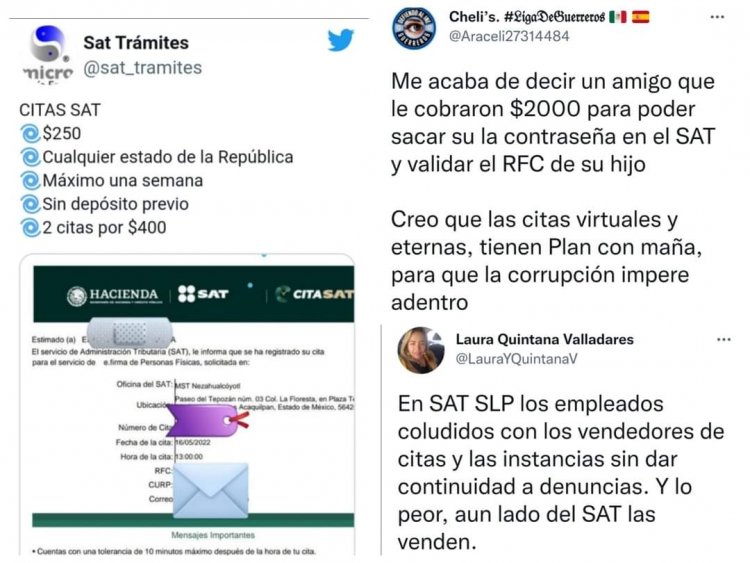 Usuarios en redes denuncian la venta de las citas en el SAT