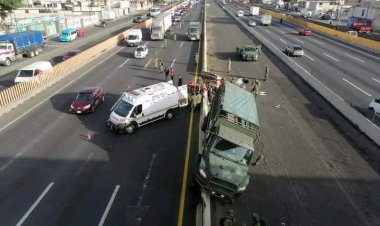 Tres lesionados deja accidente de militares en la México-Puebla