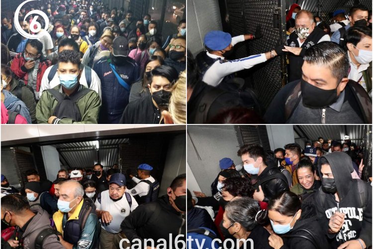 Usuarios del Metro abren puerta por la fuerza en estación Pantitlán