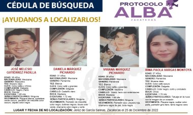 Identifican a 3 de los 4 jóvenes desaparecidos en Zacatecas