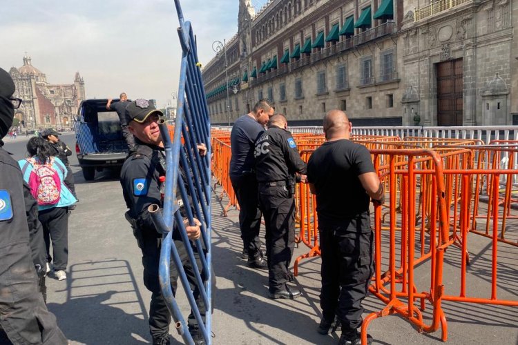 Amurallan Palacio Nacional previo a marcha por militarización del Metro