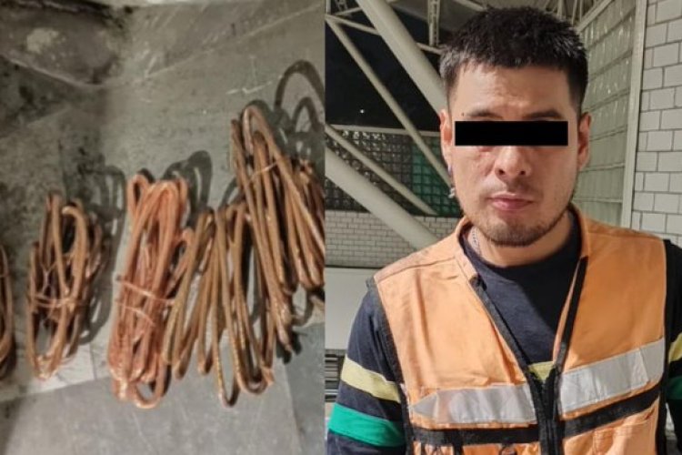 Detienen a sujeto que intentaba robar cable de cobre del Metro CDMX