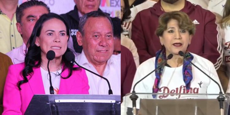 Del Moral y Delfina se declaran ganadoras de gubernatura de Edomex