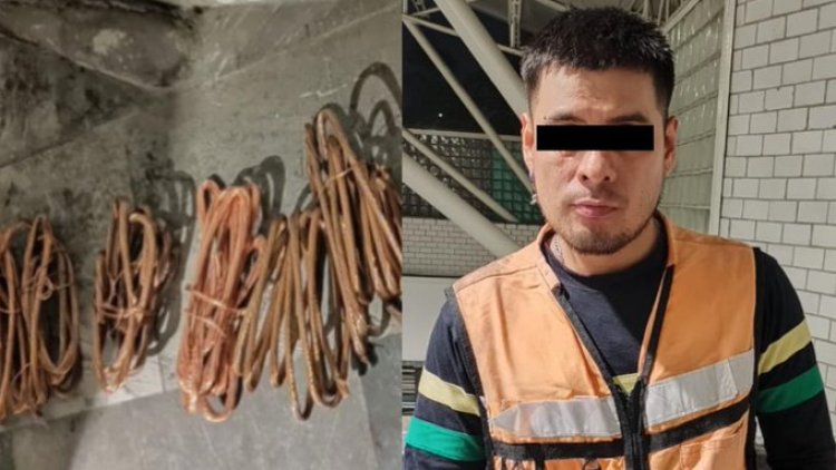 Detienen a sujeto que intentaba robar cable de cobre del Metro CDMX