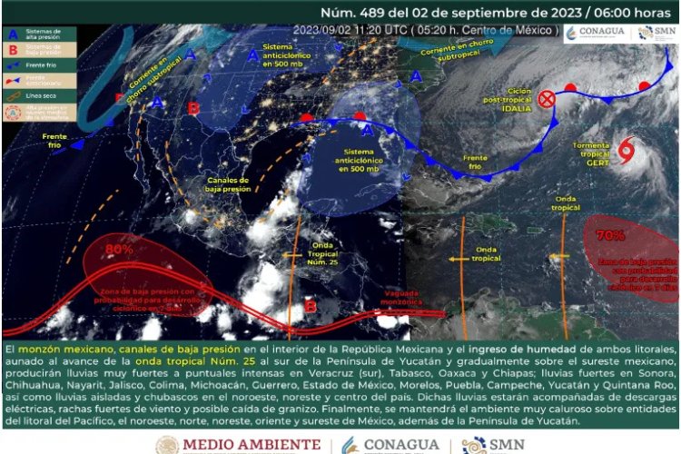 Próximas lluvias en el territorio mexicano