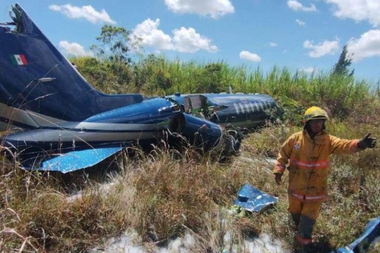 Se despista avioneta proveniente de Chiapas en El Lencero, dos heridos