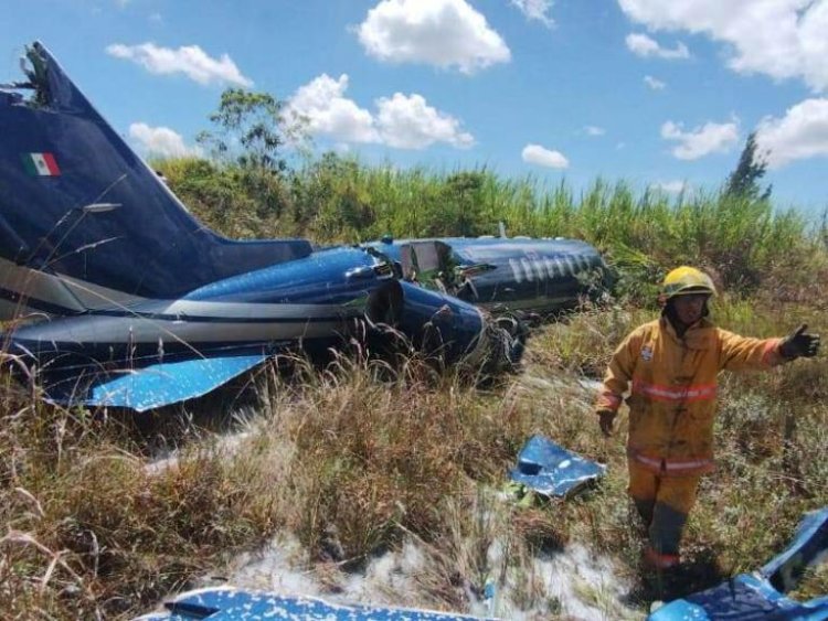 Se despista avioneta proveniente de Chiapas en El Lencero, dos heridos