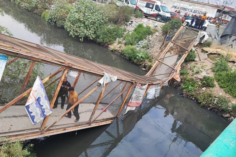 A un mes del desplome de puente peatonal, Ayuntamiento de Chimalhuacán sin plan de reparación