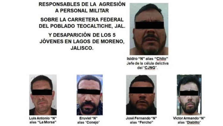 Capturan a célula del CJNG ligados a desaparición de jóvenes en Lagos de Moreno, Jalisco