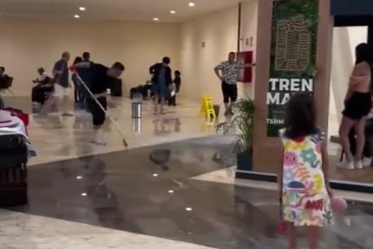 Estación Mérida-Teya del Tren Maya bajo el agua