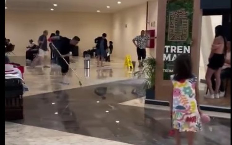 Estación Mérida-Teya del Tren Maya bajo el agua