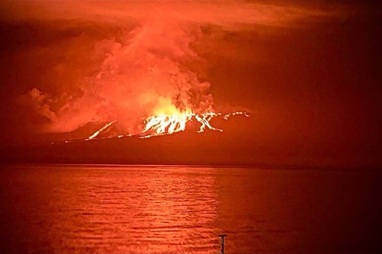 Explota volcán en una isla de Galápagos