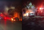 Tabasco: Queman tres autos frente a oficinas de la Secretaría de Seguridad