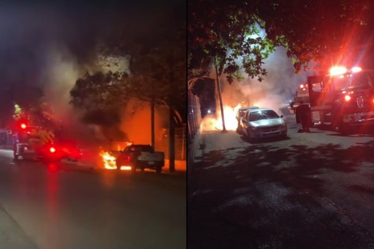 Tabasco: Queman tres autos frente a oficinas de la Secretaría de Seguridad