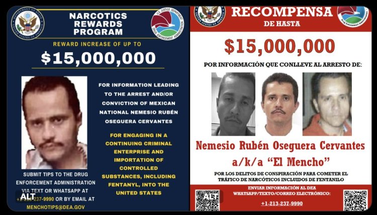 Aumentan recompensa en EEUU por “El Mencho”, líder del CJNG