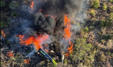 Helicóptero se desploma mientras sofocaban incendio en Coahuila; hay ocho heridos