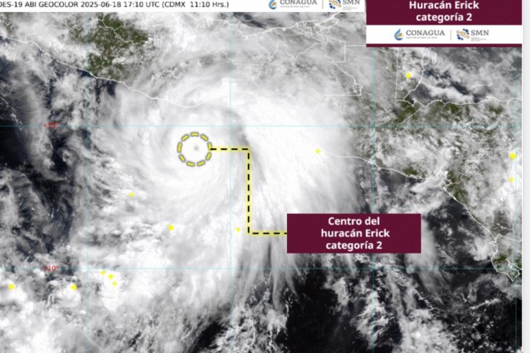 Se intensifica Erick a huracán categoría 2